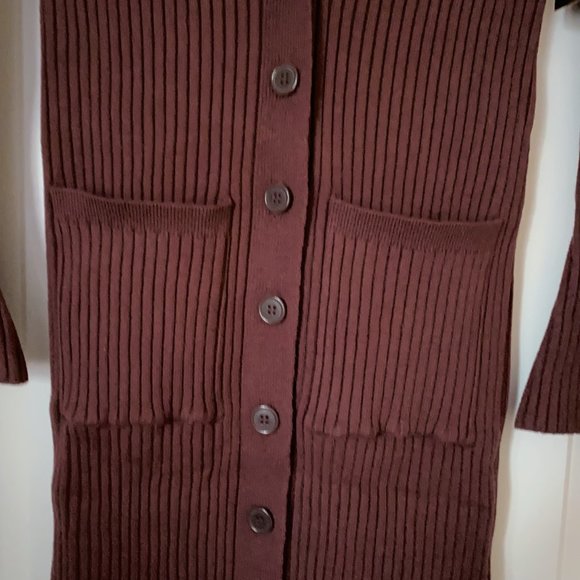 BNWT Forever 21 Chocolate Long Knitted Button Up Maxi Sweater Cardigan Dress - Picture 3 of 10